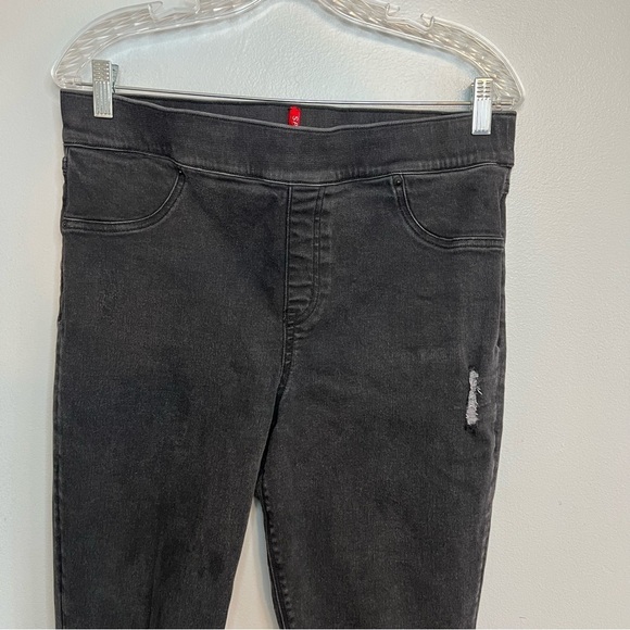 Perfect $128 SPANX ANKLE SKINNY Distressed BLACK pull-on Jeans Jeggings-Sz XL - Picture 2 of 11